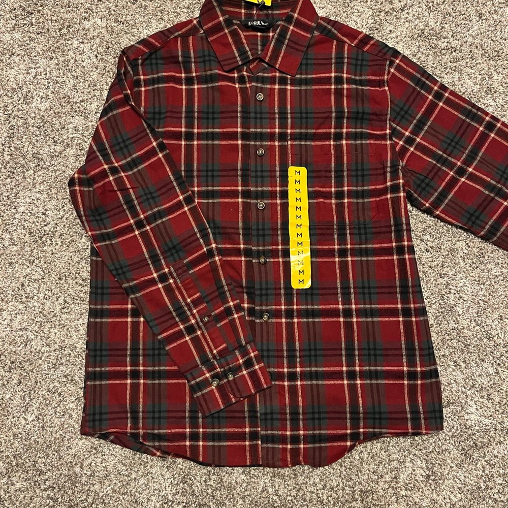 Eddie Bauer Red and Black Plaid Button-Down Shirt